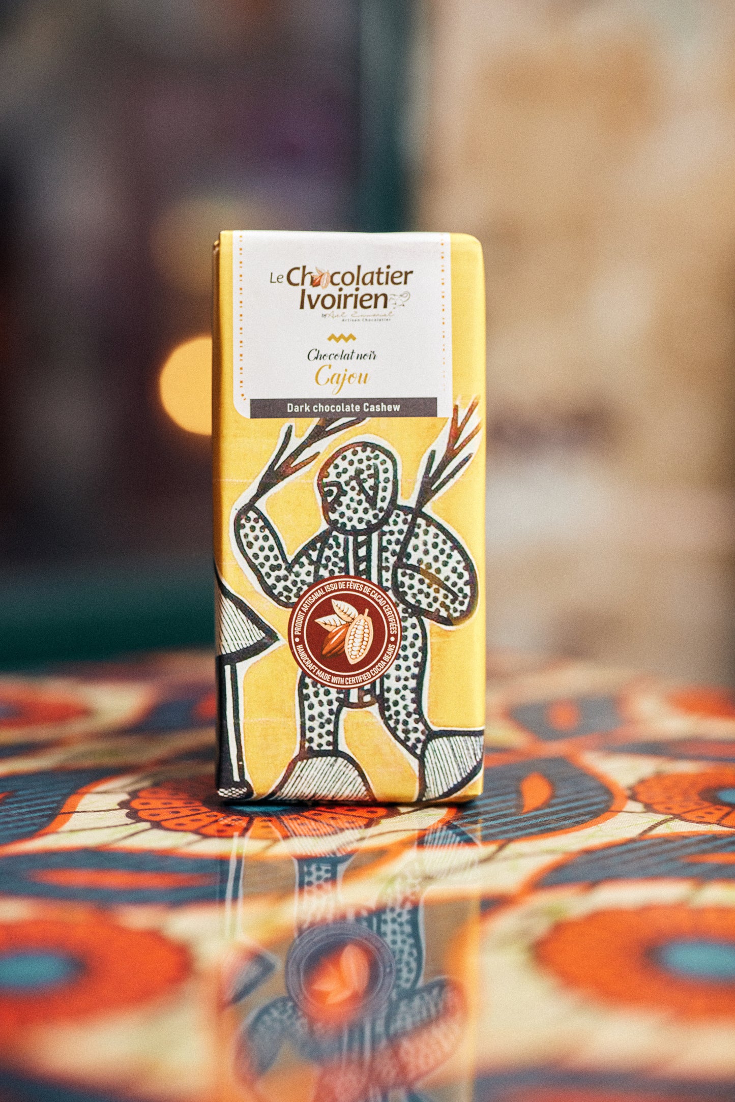 TABLETTE DE CHOCOLAT NOIR/CAJOU - LE CHOCOLATIER IVOIRIEN 100g