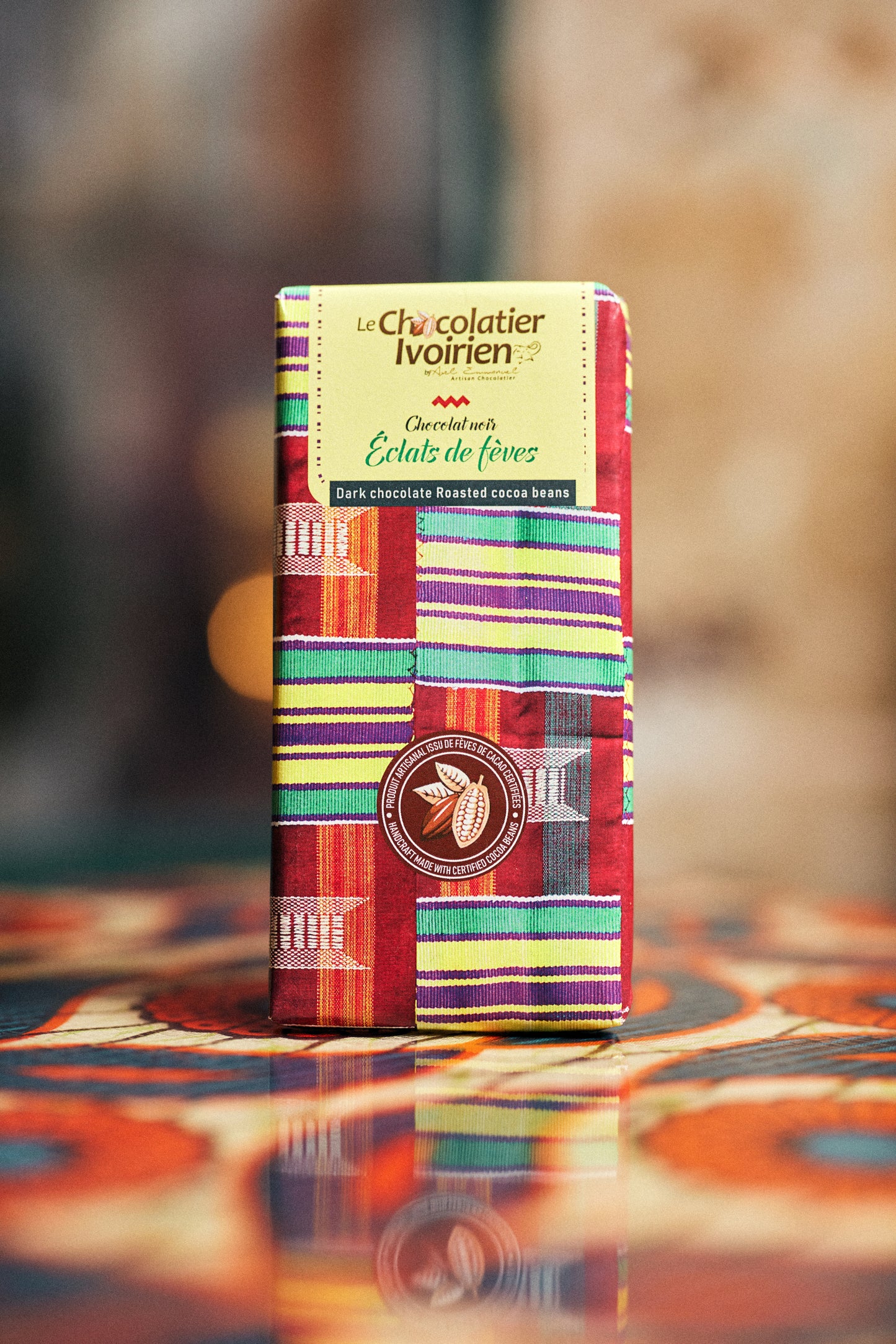 TABLETTE DE CHOCOLAT NOIR/ÉCLATS DE FÈVES - LE CHOCOLATIER IVOIRIEN 100g